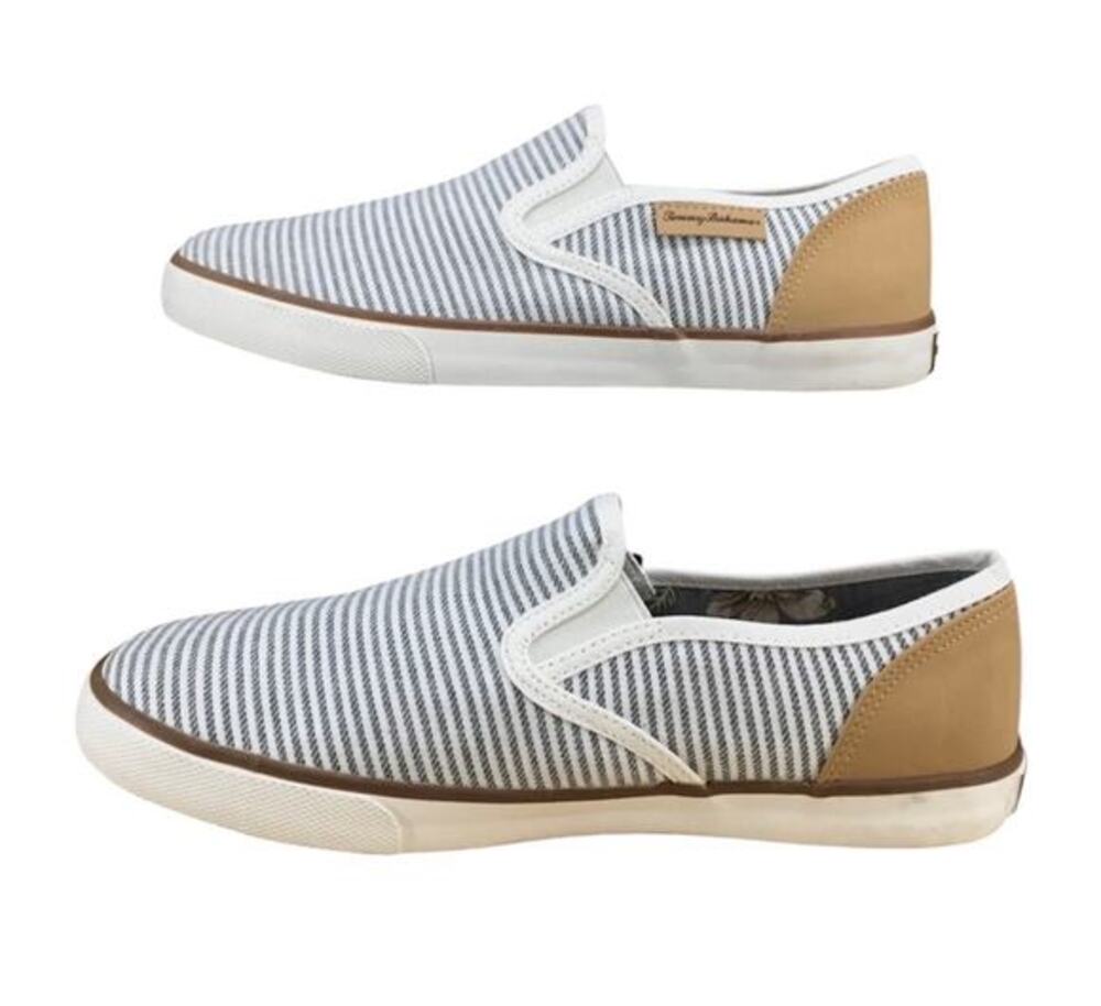 Tommy Bahama Shoes women’s 9.5 Sailor Slip On Gray White Stripe Canvas Casual